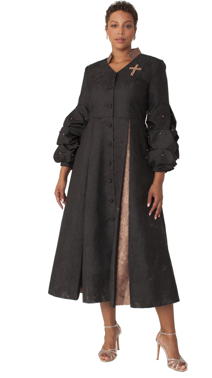 Formal Dress Robe with Puff Sleeves with Pearl Cross Accent- 4850