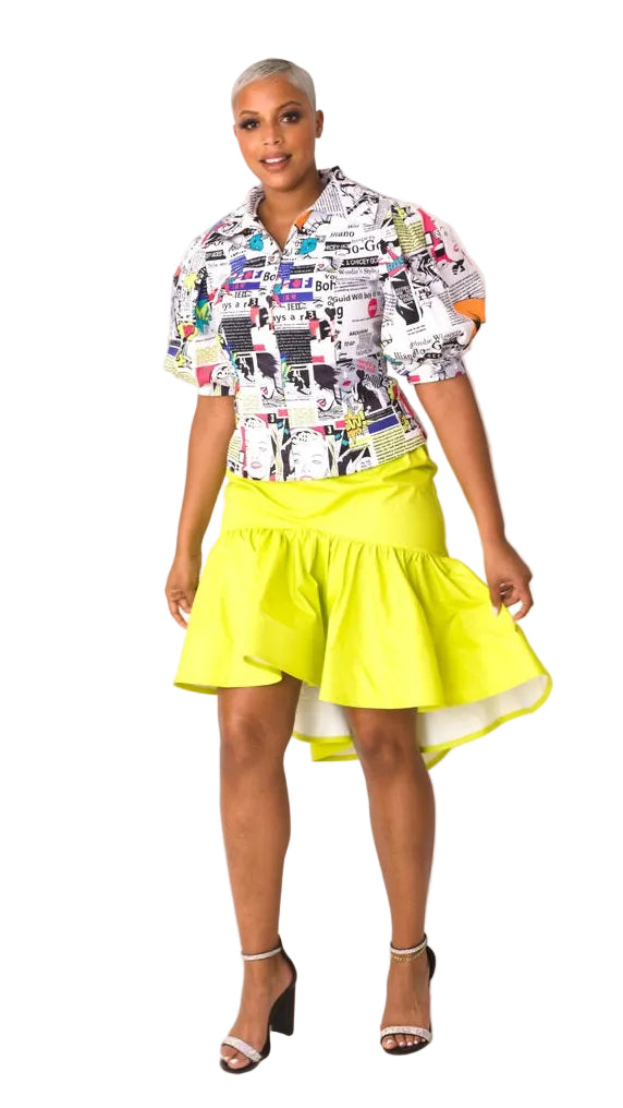 Graphic Print Puff Sleeve Blouse 81839 – Bold Statement Top