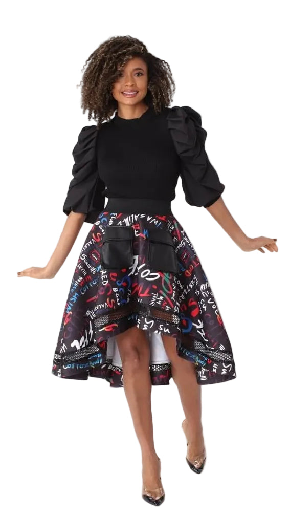 Graphic Scuba Skirt with Netting- 82001