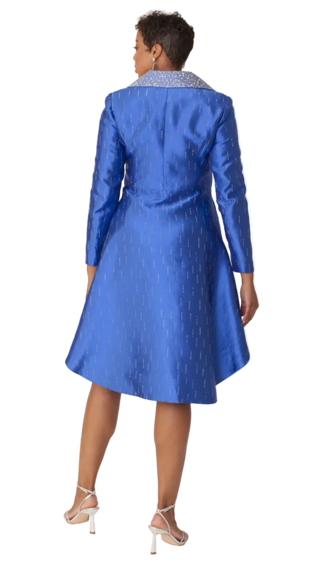 High-Low Church Suit with Embellished Collar - 4860