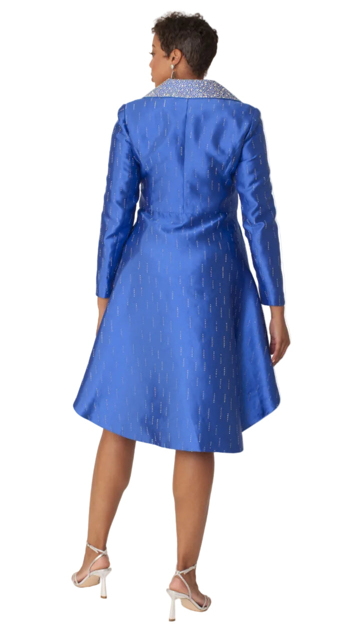 High-Low Church Suit with Embellished Collar - 4860