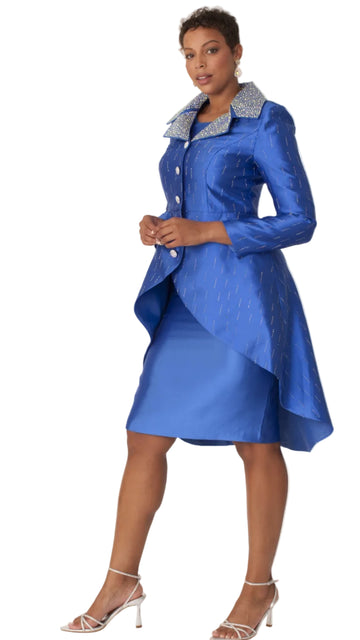 High-Low Church Suit with Embellished Collar - 4860