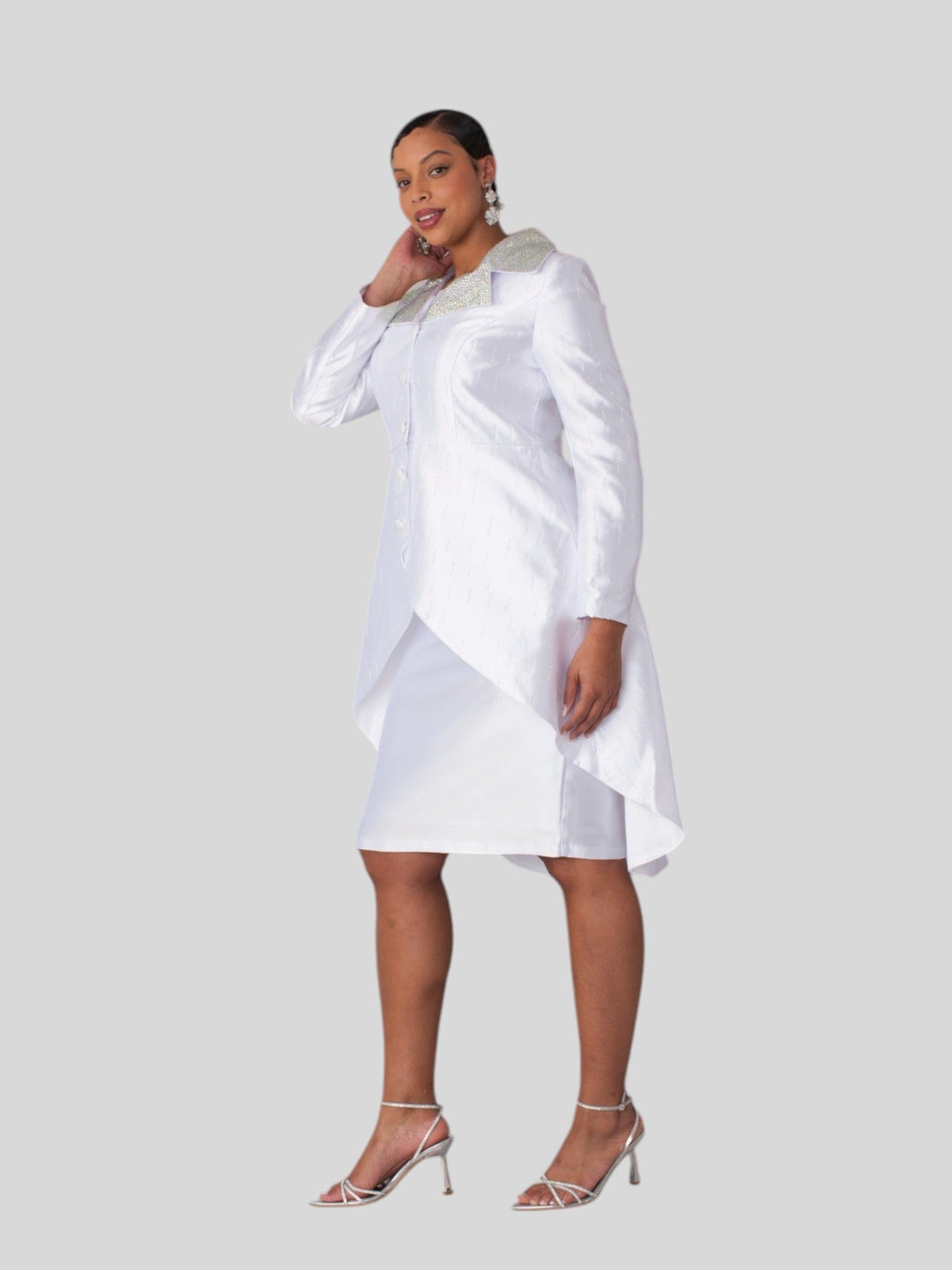 High - Low Church Suit with Embellished Collar - 4860 - Especially Yours