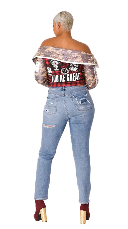 Leather Camo Jacket -81939