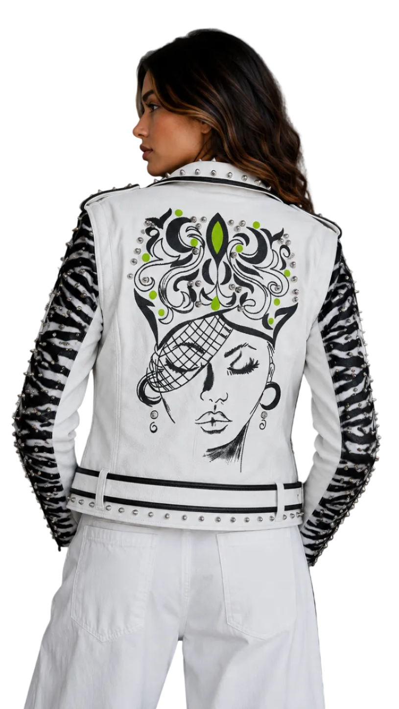 Leather Jacket with Detachable Sleeves -81941