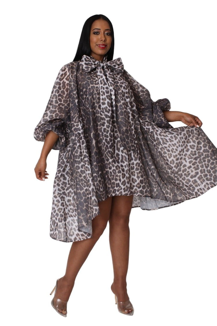 Leopard Print Organza Bow Dress - 82752 - Especially Yours