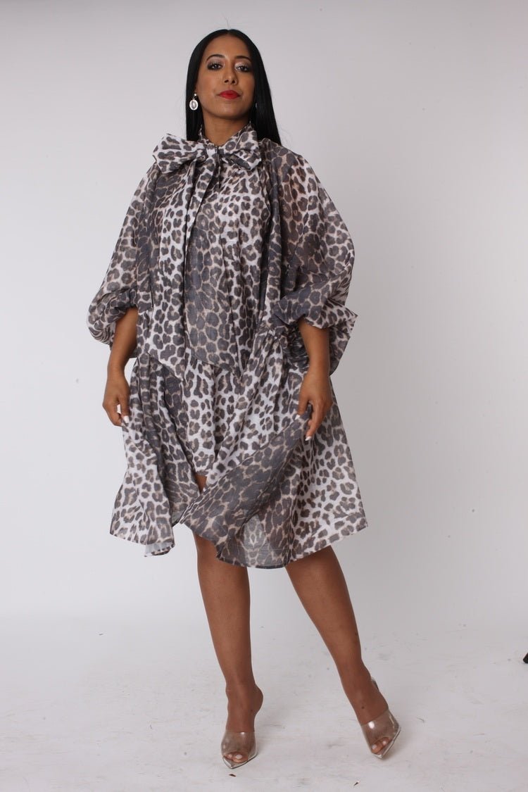 Leopard Print Organza Bow Dress - 82752 - Especially Yours
