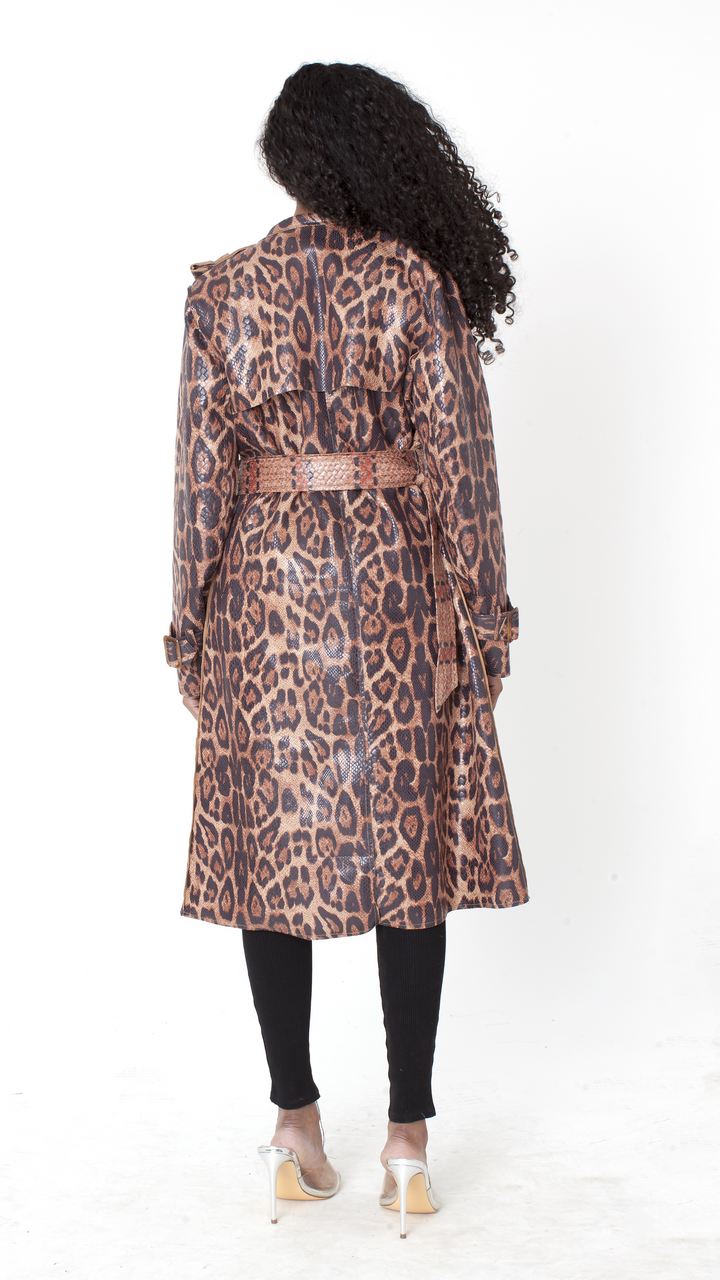 Leopard Print Belted Trench Coat – 83041