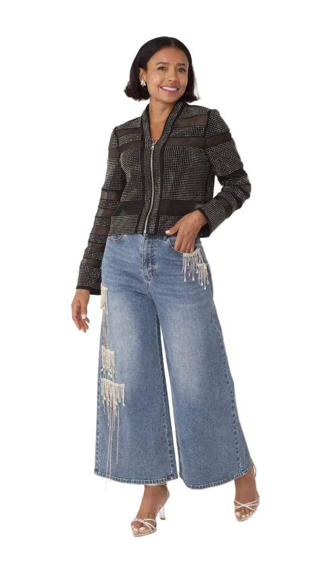 Mesh Rhinestones Jacket -82524
