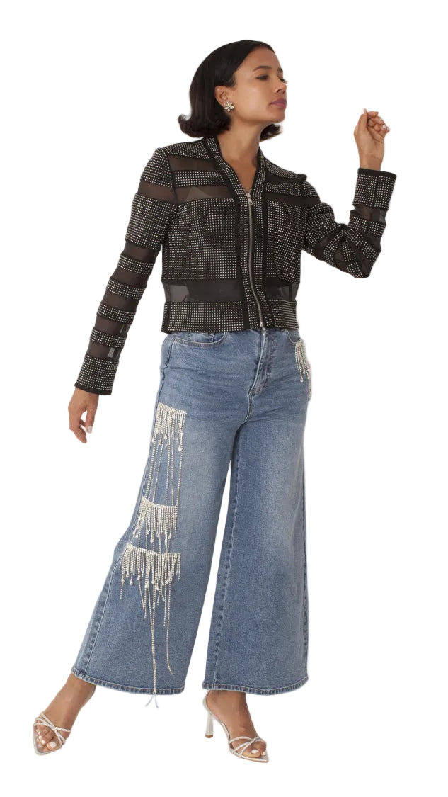 Mesh Rhinestones Jacket -82524