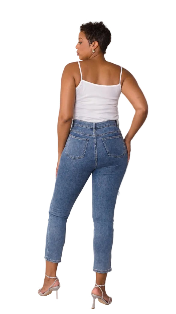 Metallic Fringe Cropped Jeans -82531