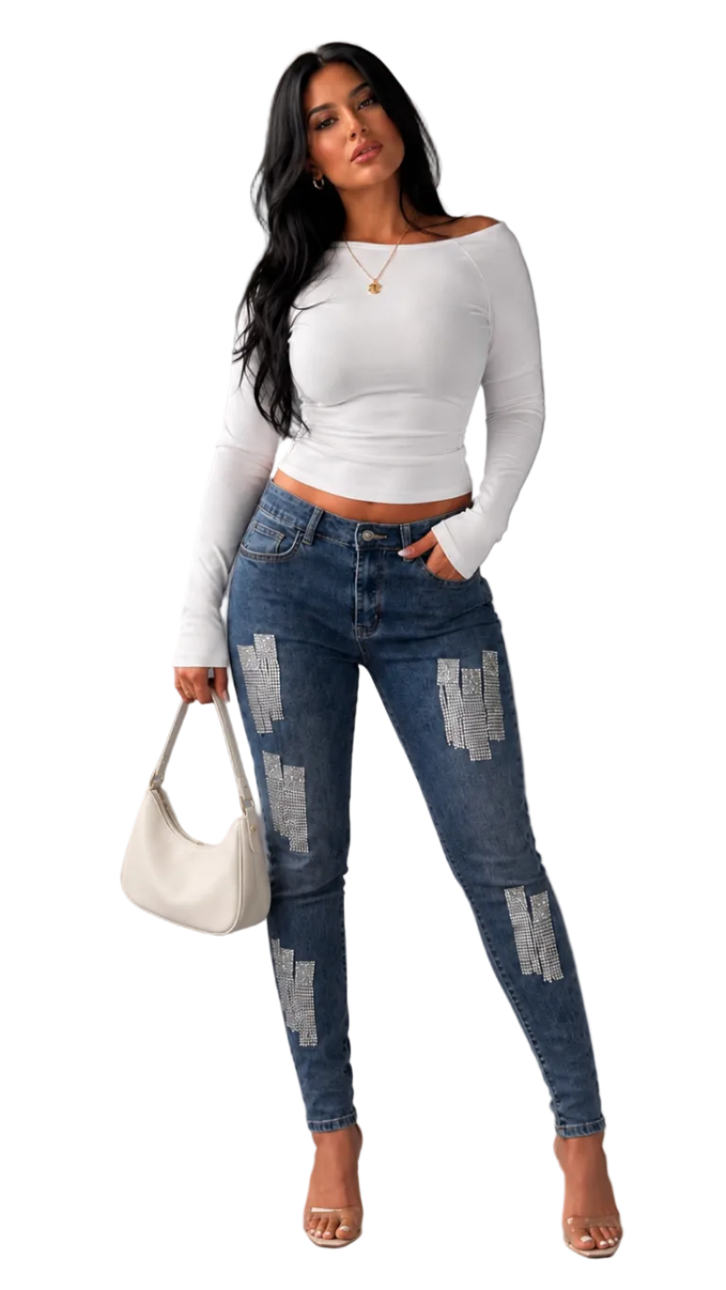 Metallic Fringe Cropped Jeans -82531 – Especially Yours