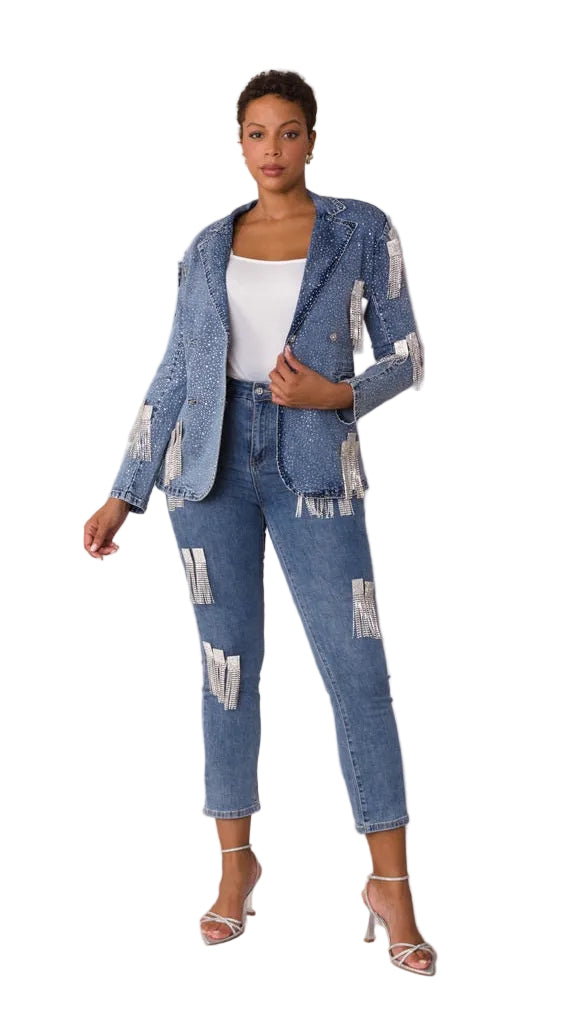 Metallic Fringe Cropped Jeans -82531 – Especially Yours