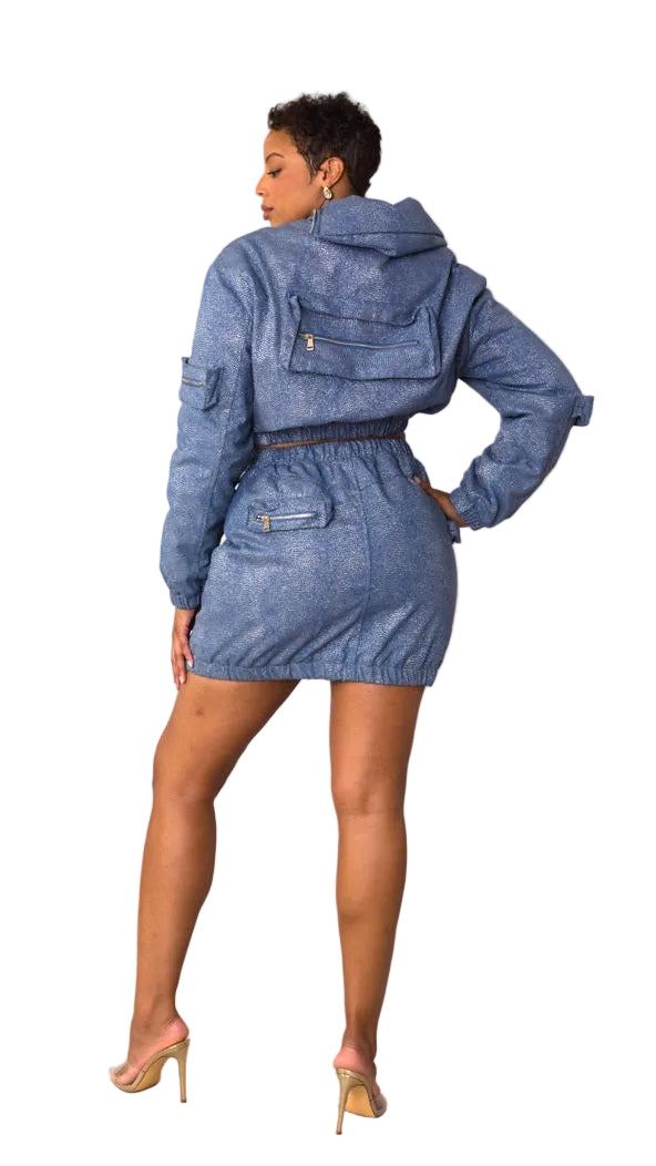 Metallic Shimmer Cropped Bomber Jacket  -82592