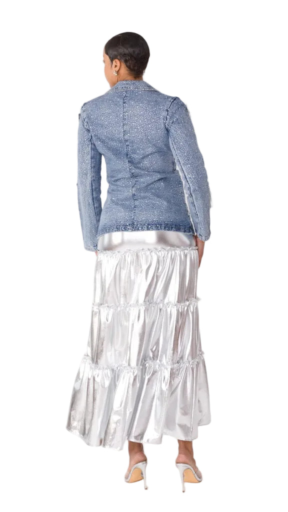 Crystal Cascade Denim Blazer -82463 – Especially Yours