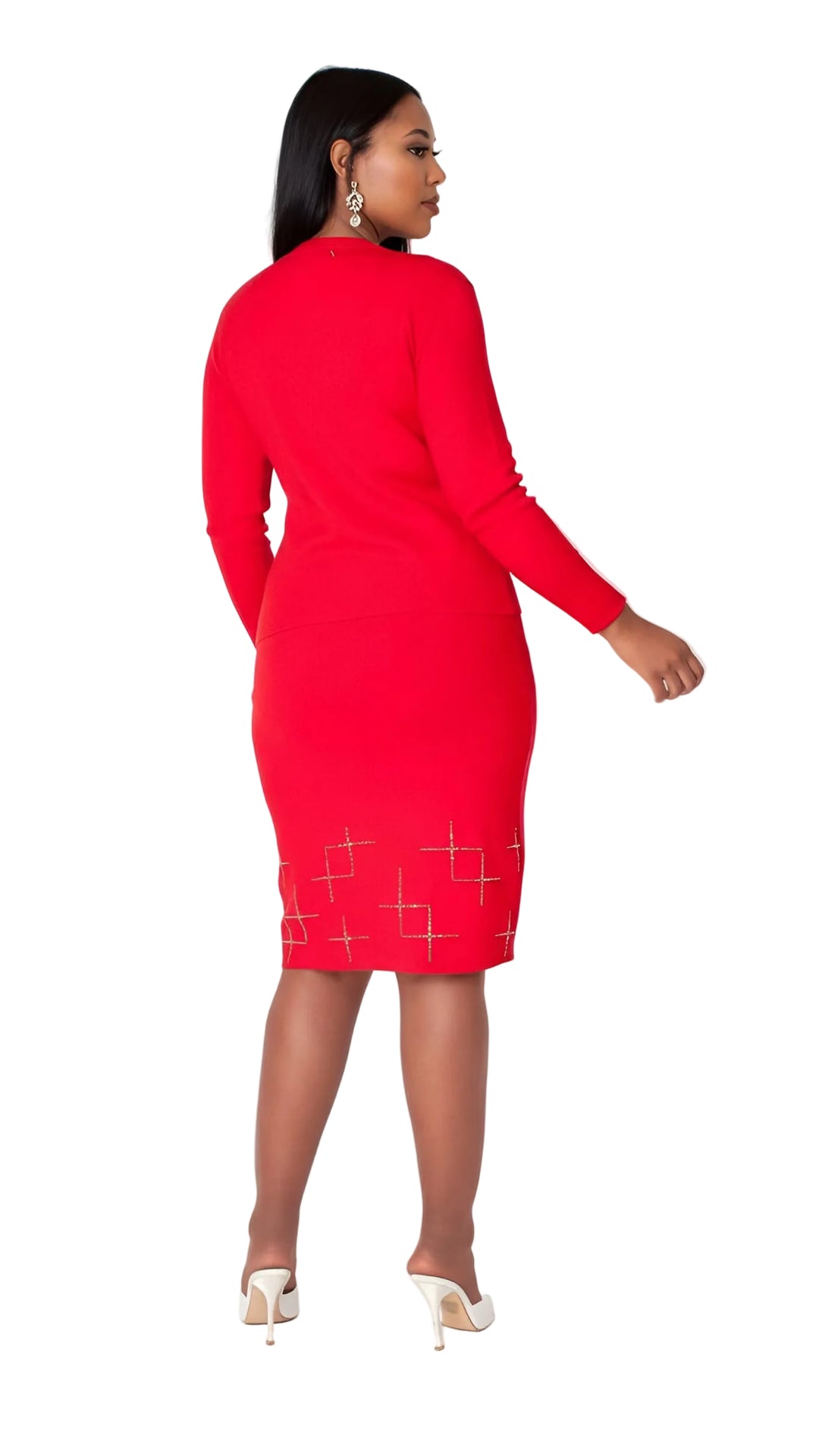 Modern 3-Piece Knit Set with Rhinestone Detail - 82896