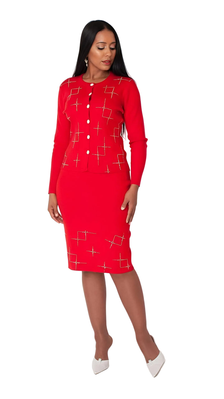 Modern 3-Piece Knit Set with Rhinestone Detail - 82896