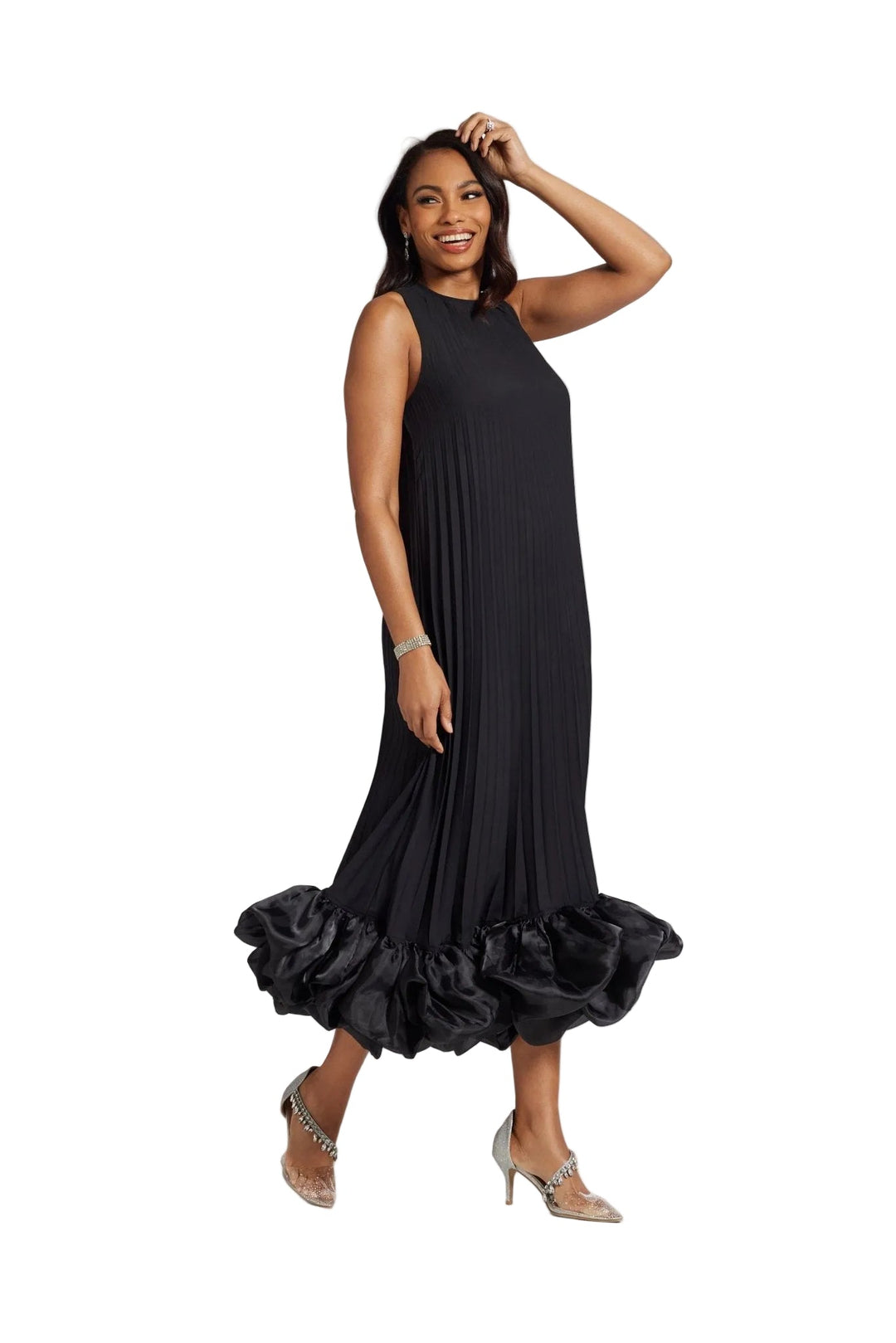 modest maxi dress pleated design