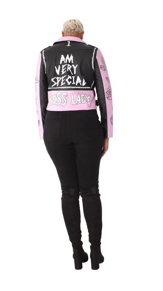 Leather Jacket with Pins and Studs - 81648