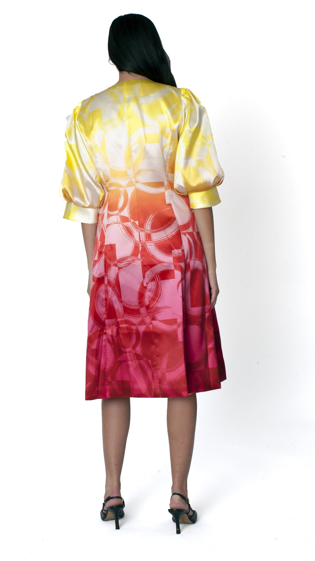 Ombre Abstract Print Jacket Dress Set - 41090