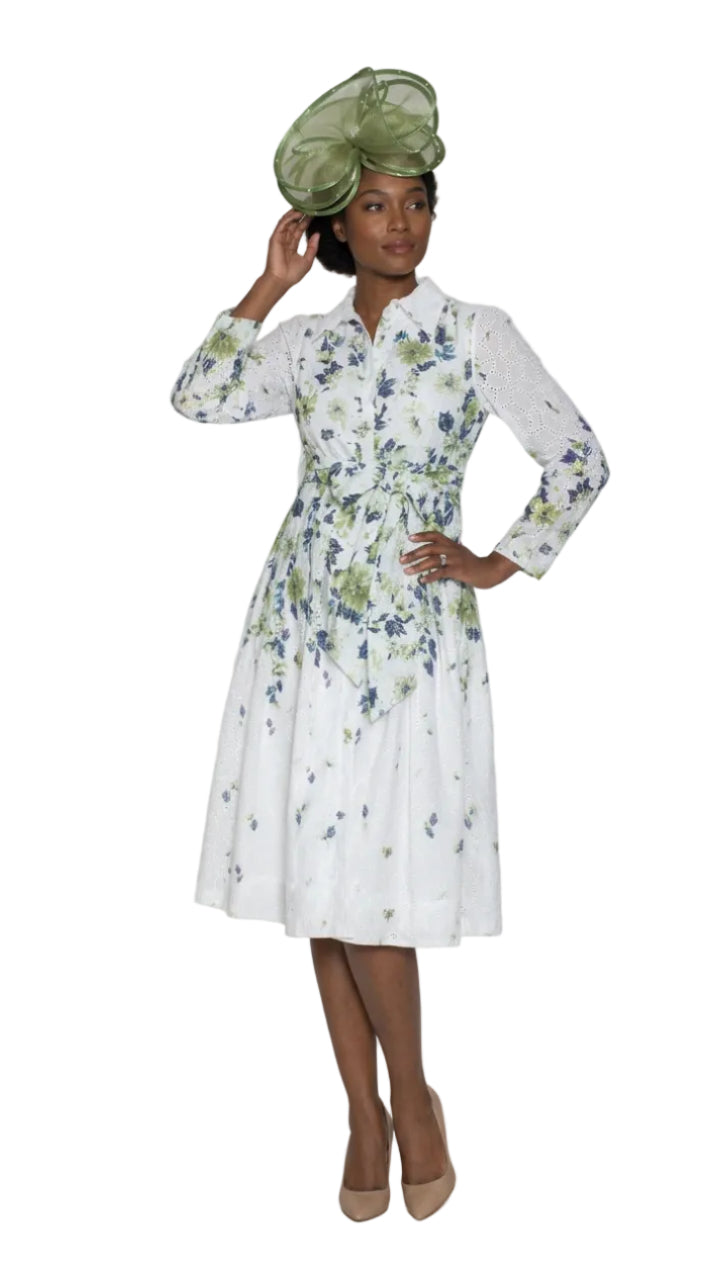 Fine Eyelet Dress w/ Removable Belt 5129