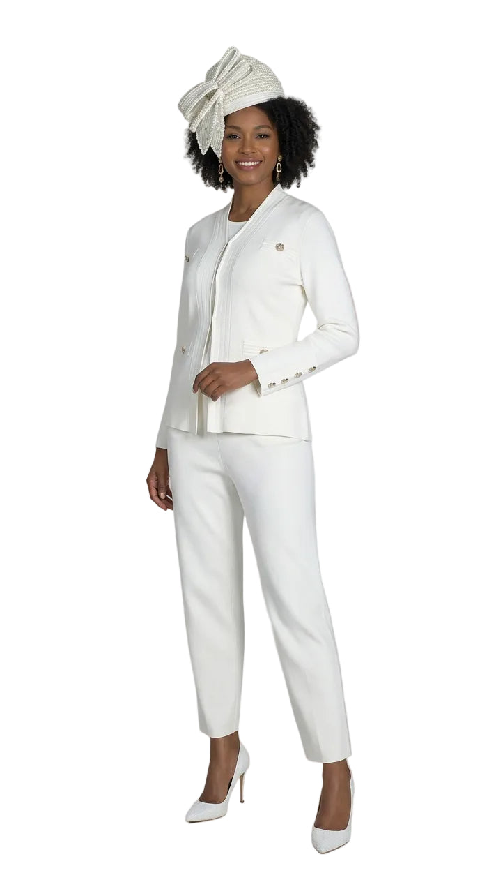 3-Piece Long Sleeve Long Length Knit Pant Suit 780