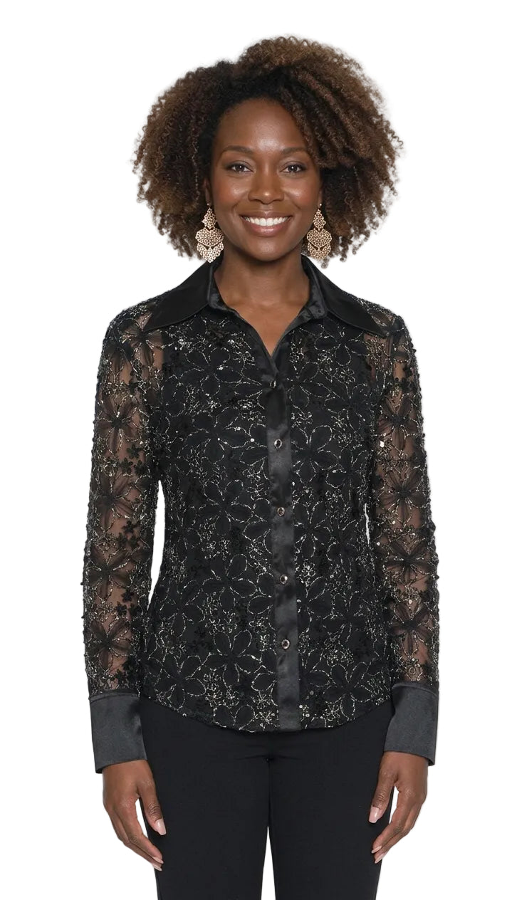 2-Piece Poly/organza Beaded Blouse S128