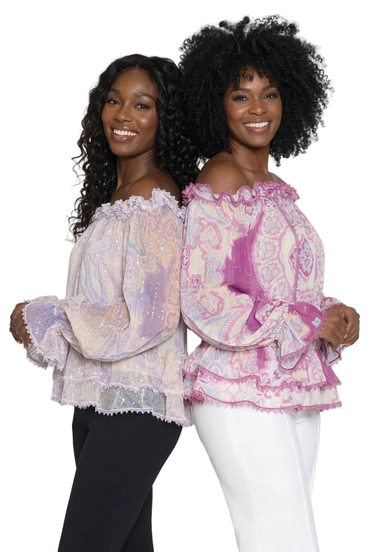 Fine Chiffon Blouse w/ Ruffle Trim S122