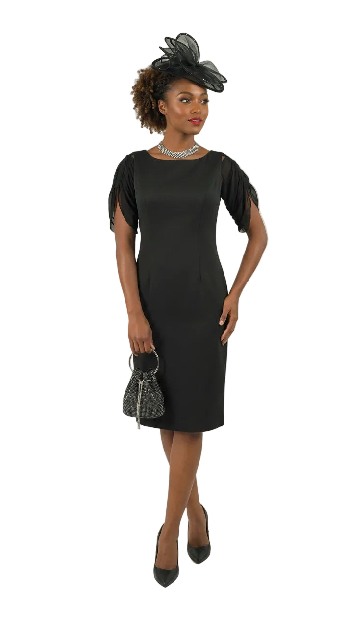 French Crepe Dress w/ Tulip Sleeve 4985