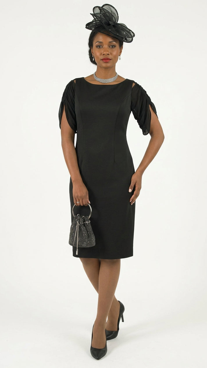 French Crepe Dress w/ Tulip Sleeve 4985
