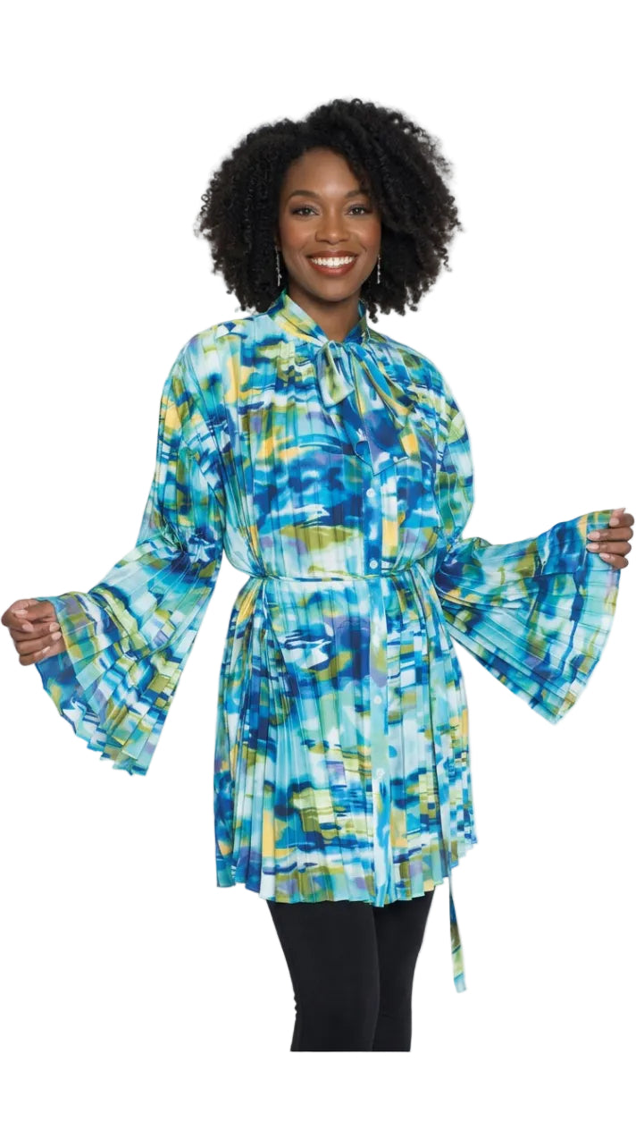 Fine Poly Silky Feel Blouse w/ Removable Belt S124