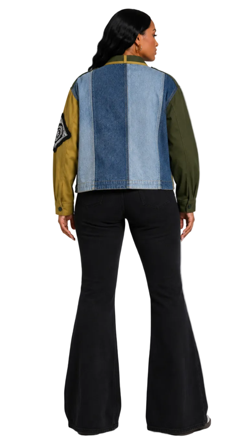 Patchwork Utility Woven Jacket - 81804