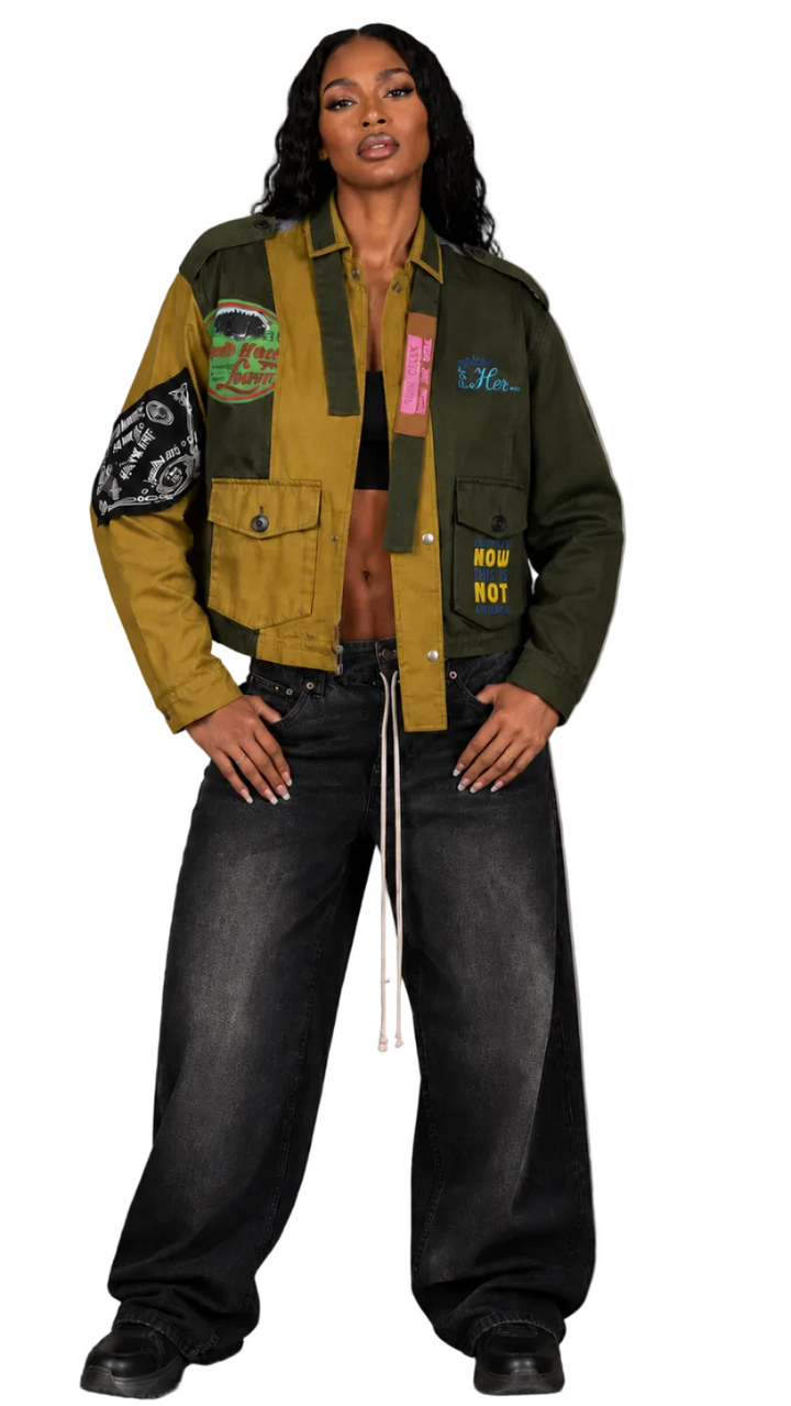 Patchwork Utility Woven Jacket - 81804
