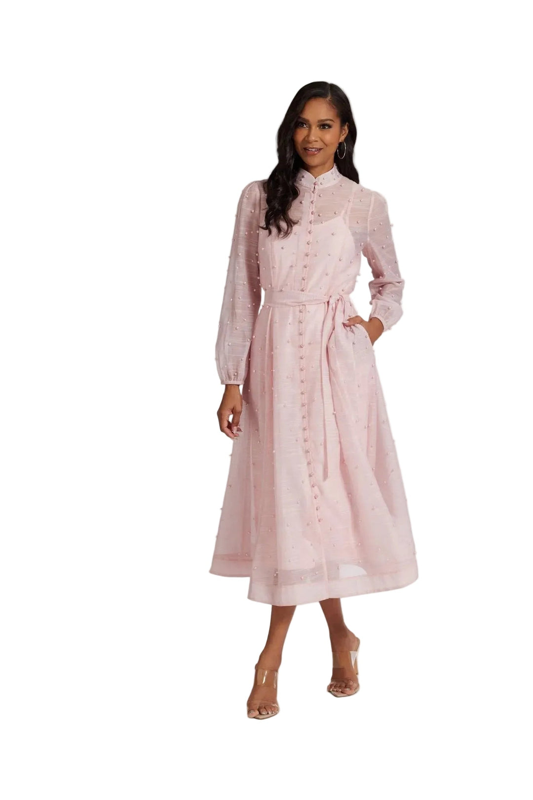 pearl detail dress women elegant style
