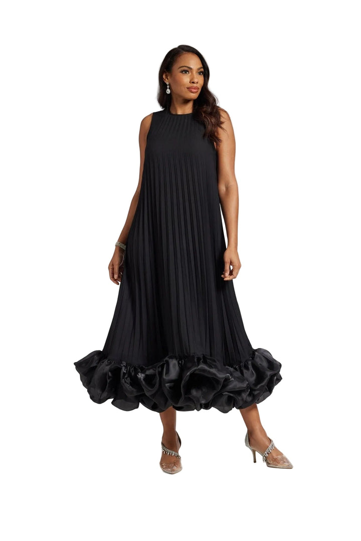 pleated ruffle maxi dress women