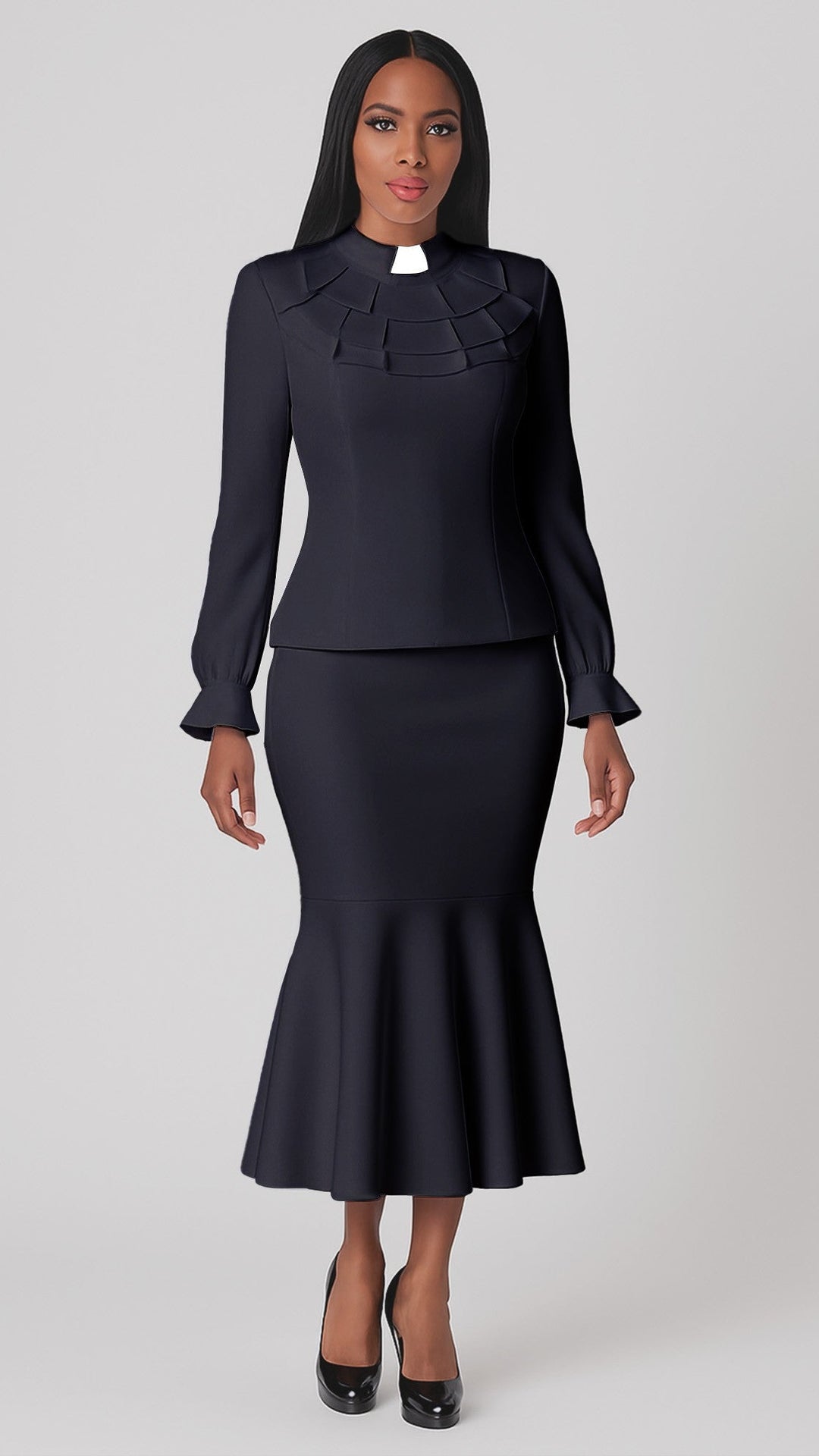 Plus Size Two-Piece Ruffle Church Set- 4601W