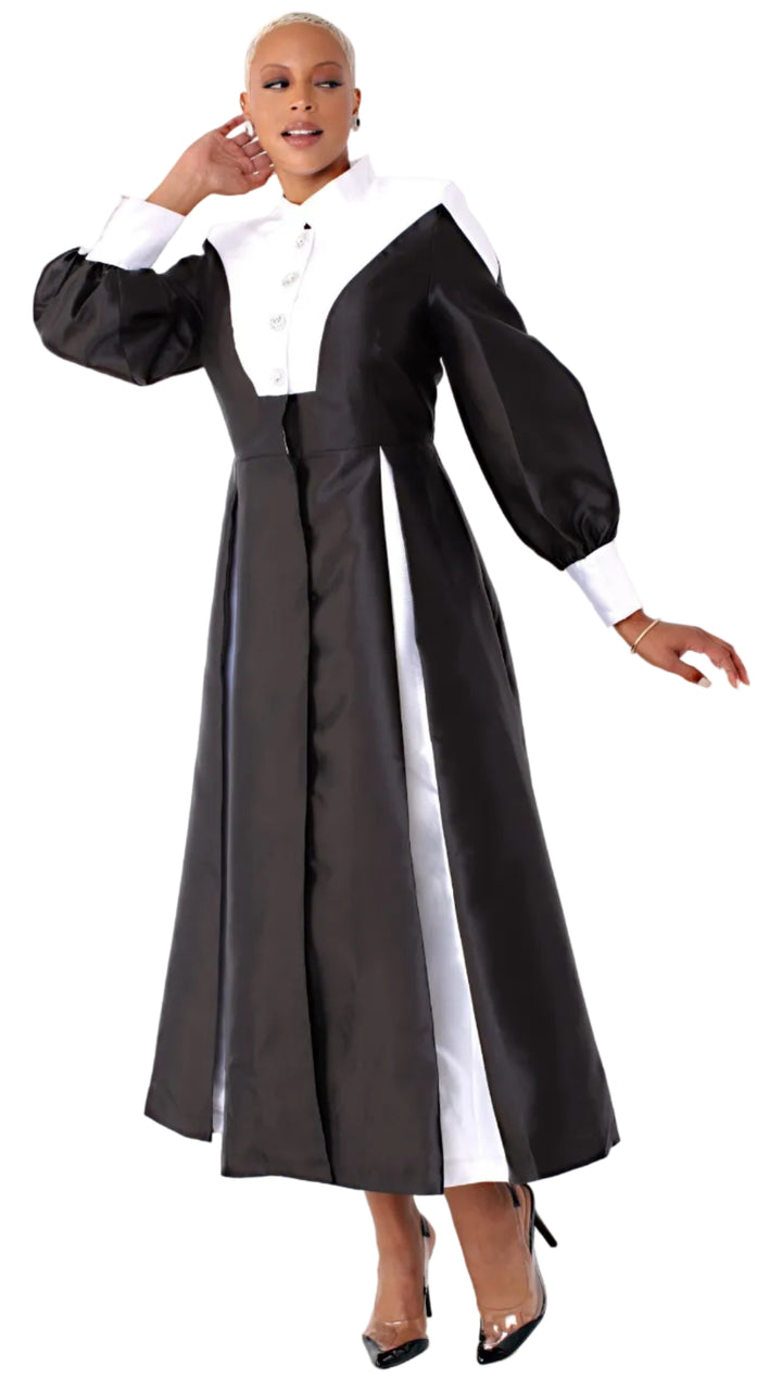 Plus Size Two-Toned Woven Cassock Robe- 4802W