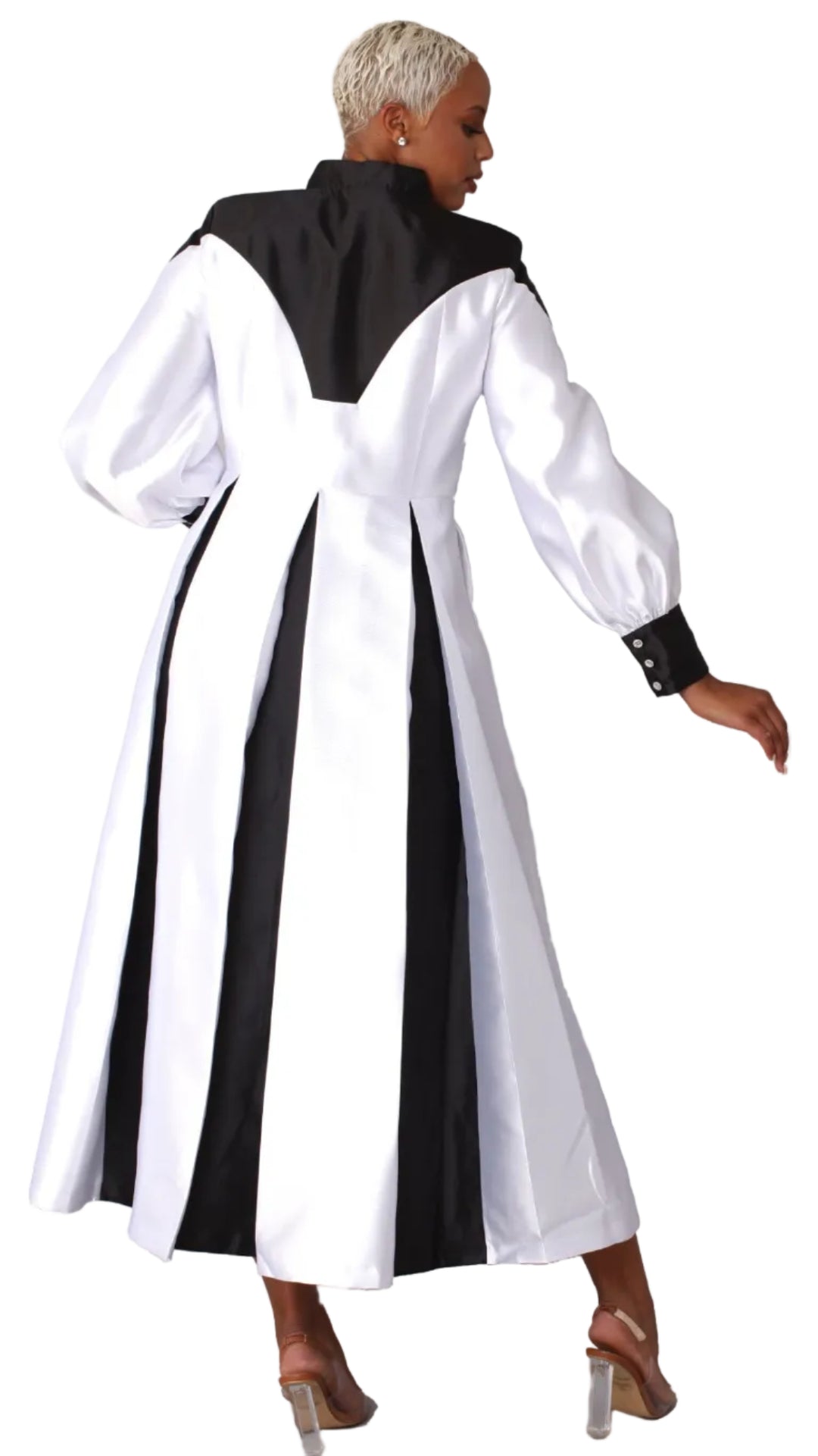 Plus Size Two-Toned Woven Cassock Robe- 4802W