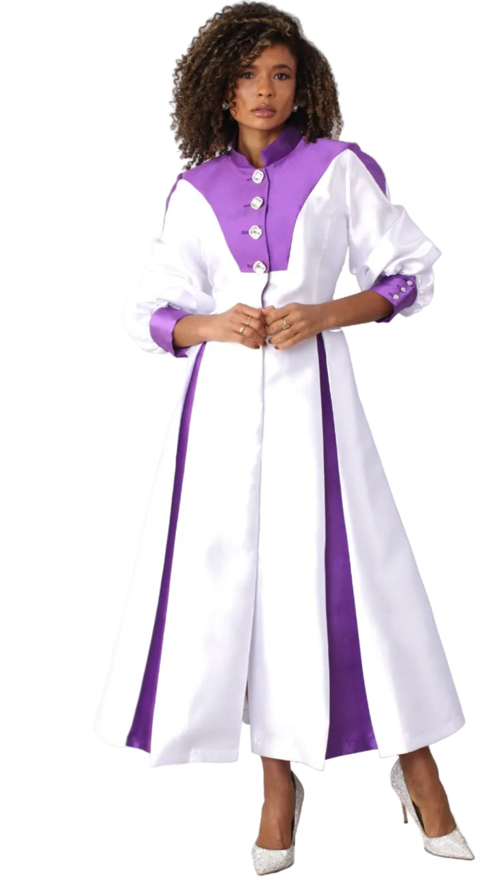 Plus Size Two-Toned Woven Cassock Robe- 4802W