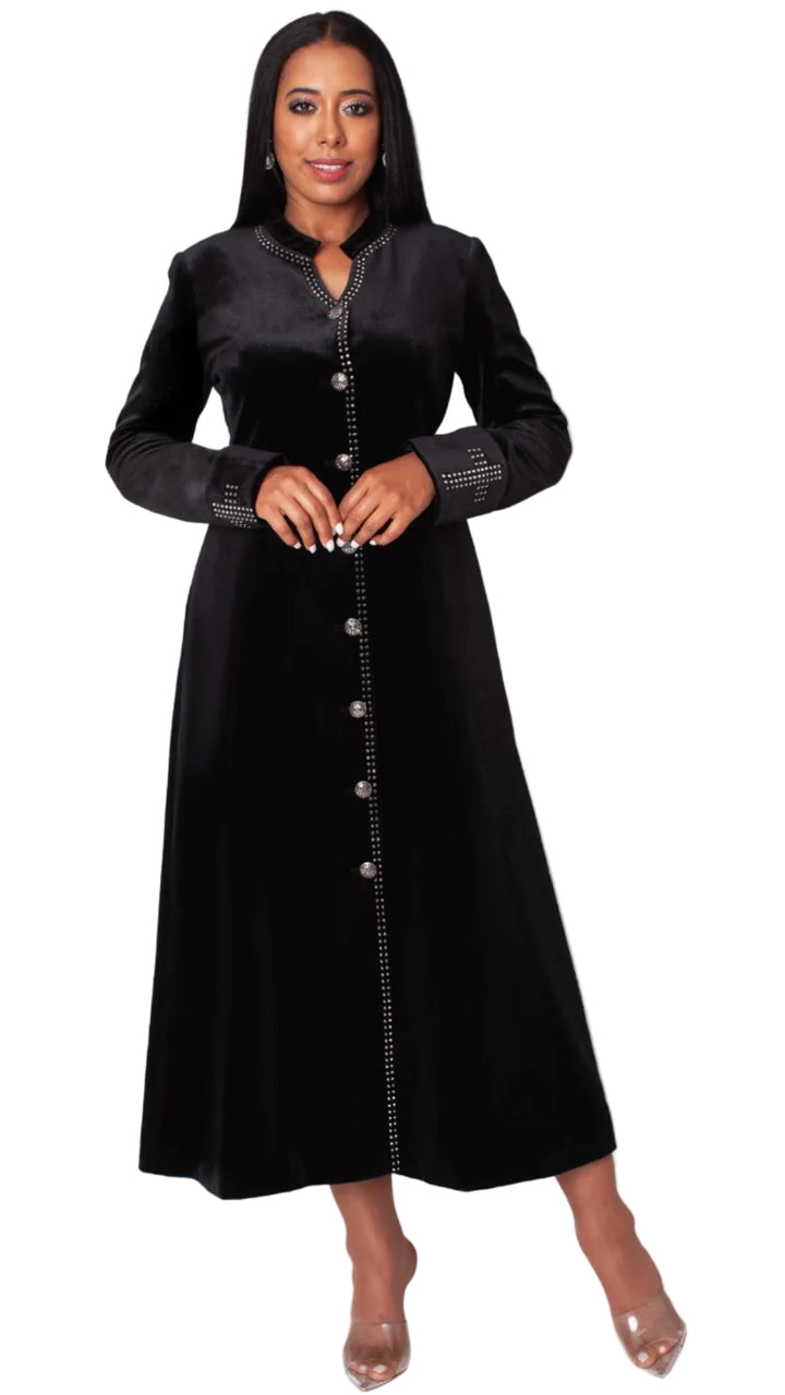 Plus Size Velvet Church Robe with Crystal Trim -41031W