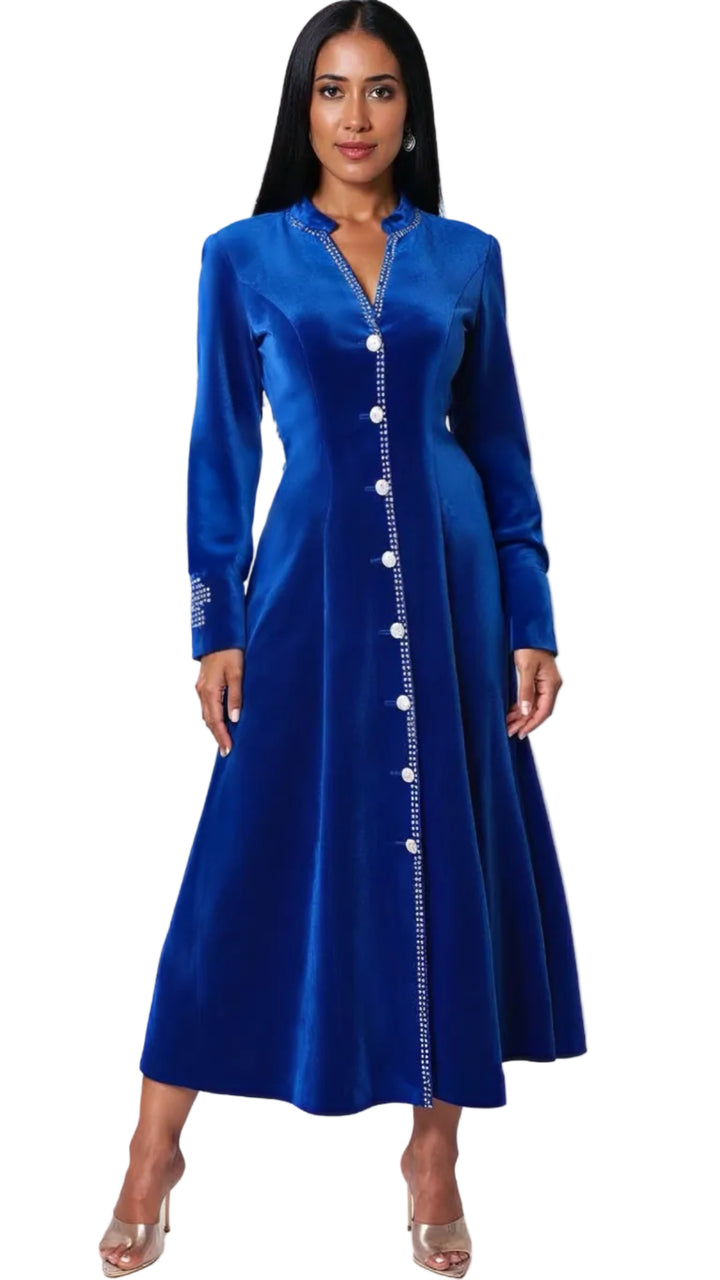 Plus Size Velvet Church Robe with Crystal Trim -41031W