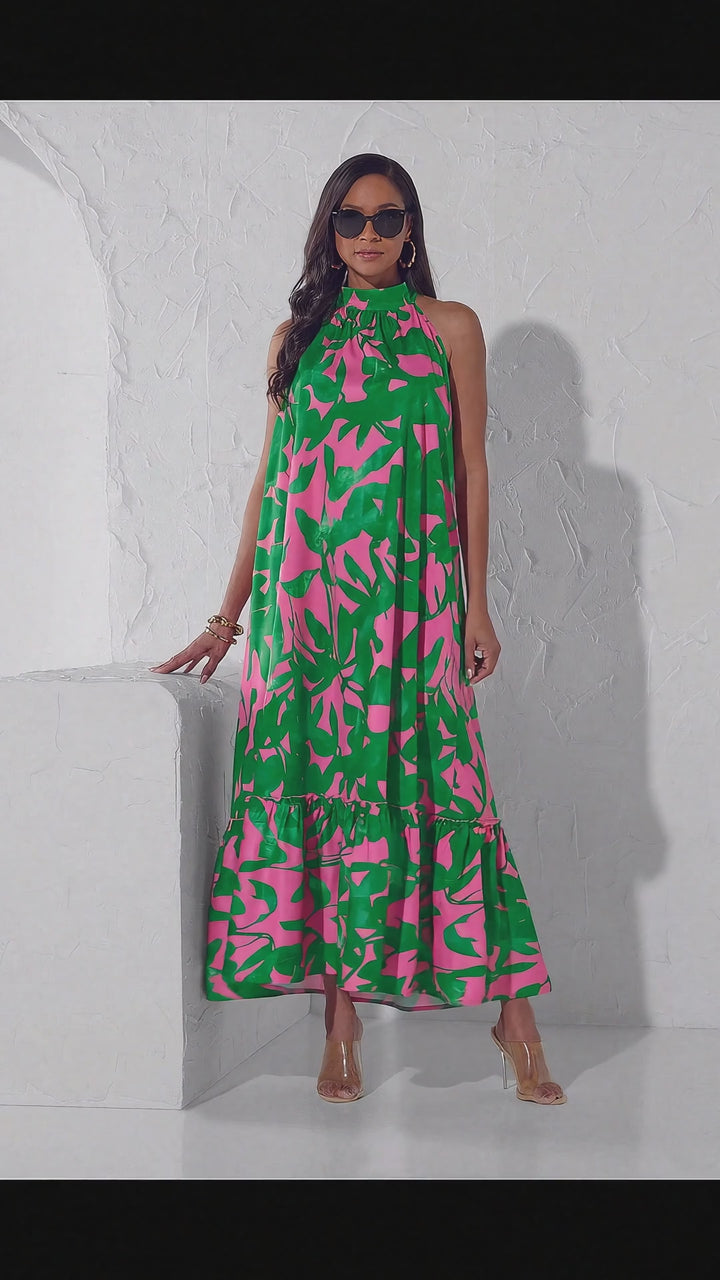Special occasion floral maxi dress for Sunday service and church banquets.