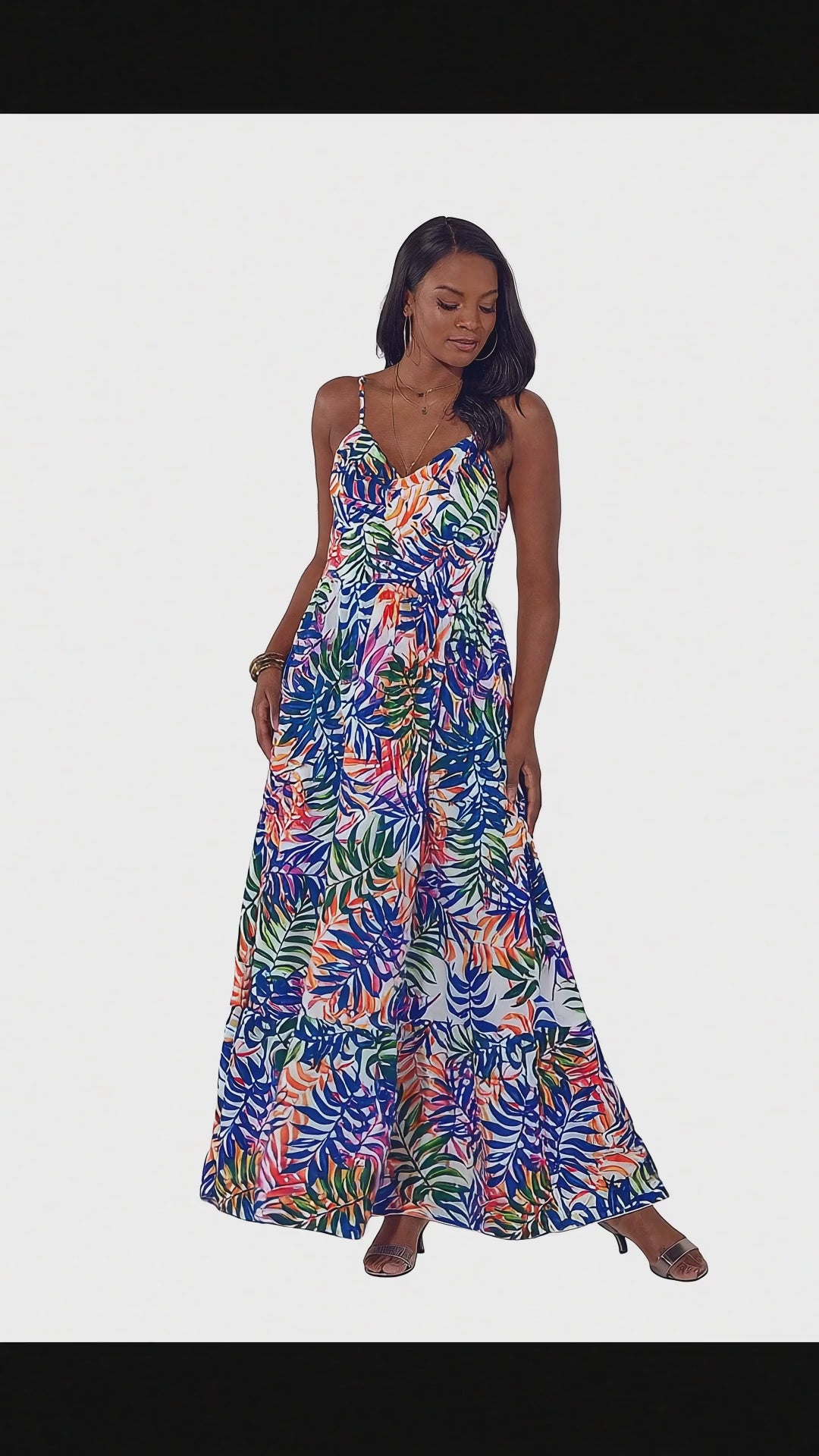 Patterns of Leaves Cami Maxi Dress by Studio EY