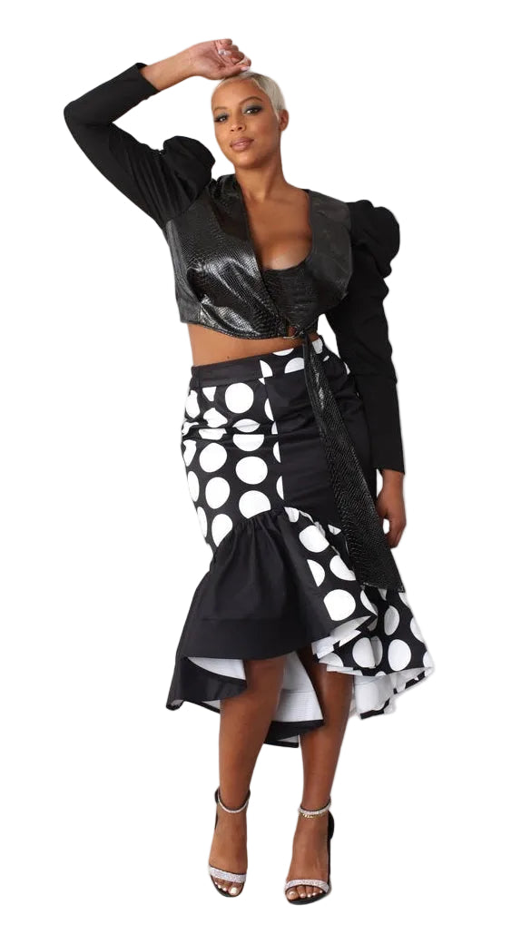Printed High Low Skirt -81786
