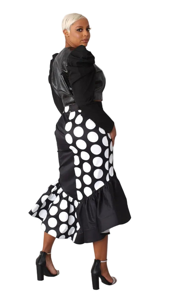 Printed High Low Skirt -81786