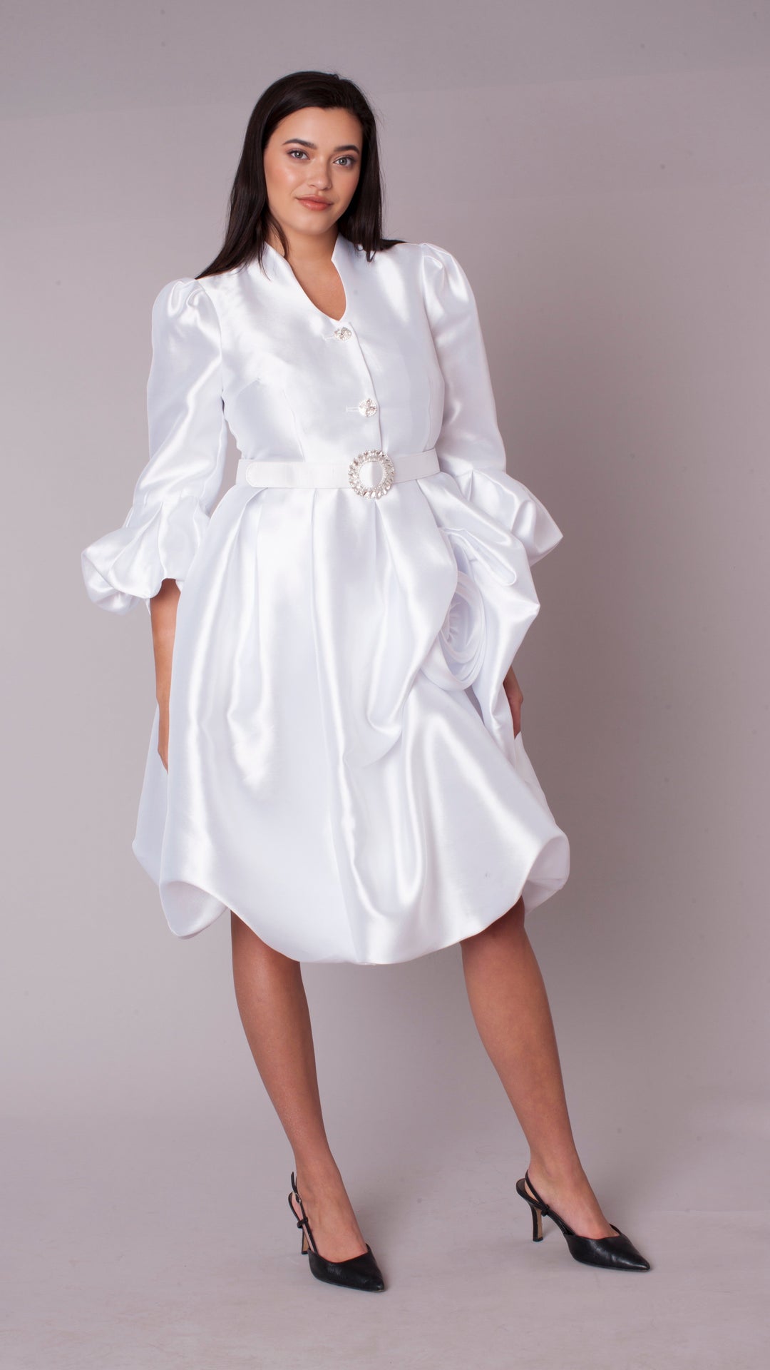 Puff Sleeve Fit & Flare Occasion Dress - 9845