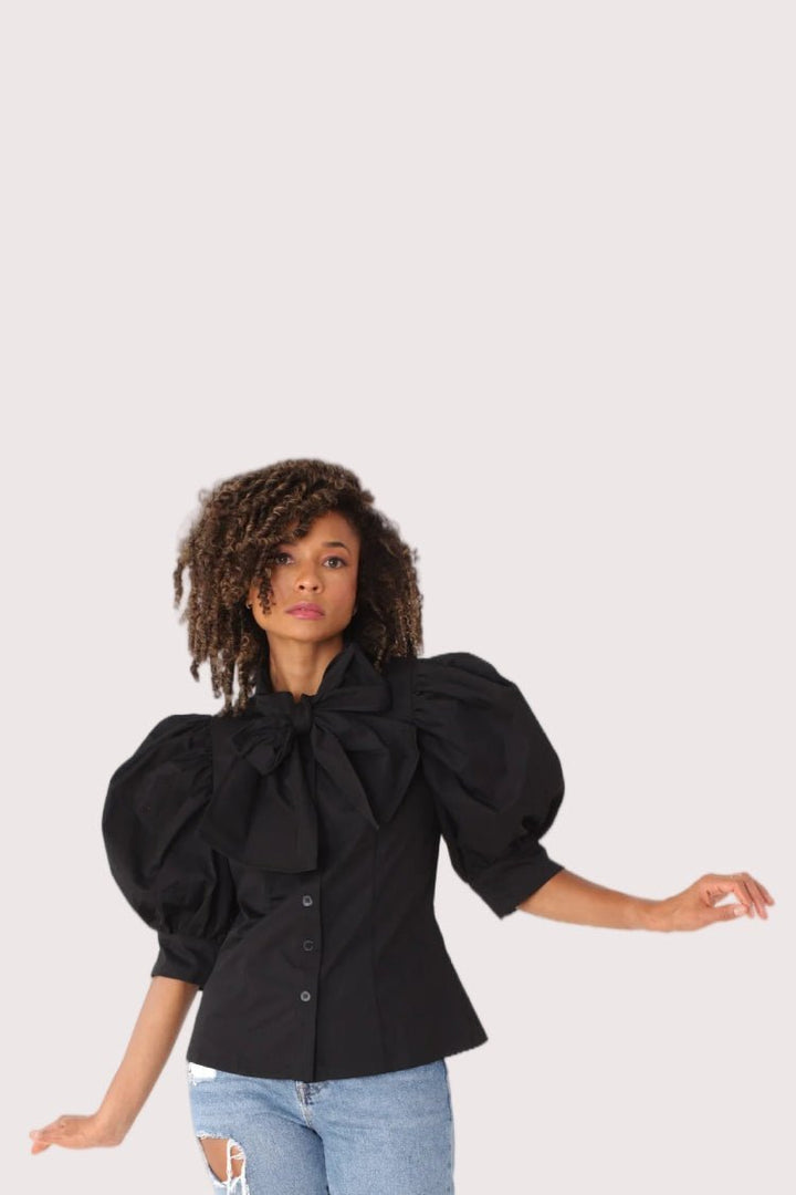Puff Sleeve Tie Neck Blouse - 81838 - Especially Yours