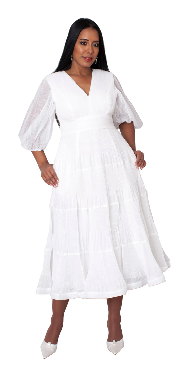Romantic Tiered Maxi Dress with Balloon Sleeves- 82762