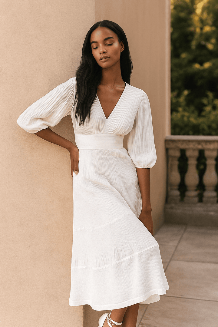 Romantic Tiered Maxi Dress with Balloon Sleeves - 82762 - Especially Yours