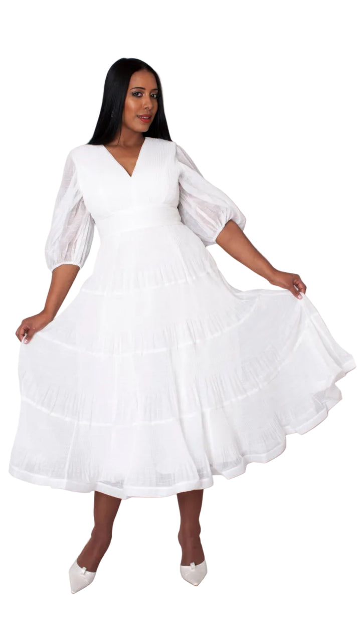 Romantic Tiered Maxi Dress with Balloon Sleeves- 82762